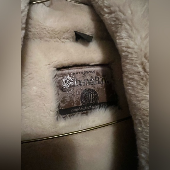 Vintage St. John's Bay Brown Leather Aviator Pilot Jacket with Sherpa Trim Smal - Picture 5 of 13